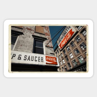 Cup & Saucer - New York City Store Sign Kodachrome Postcards Sticker